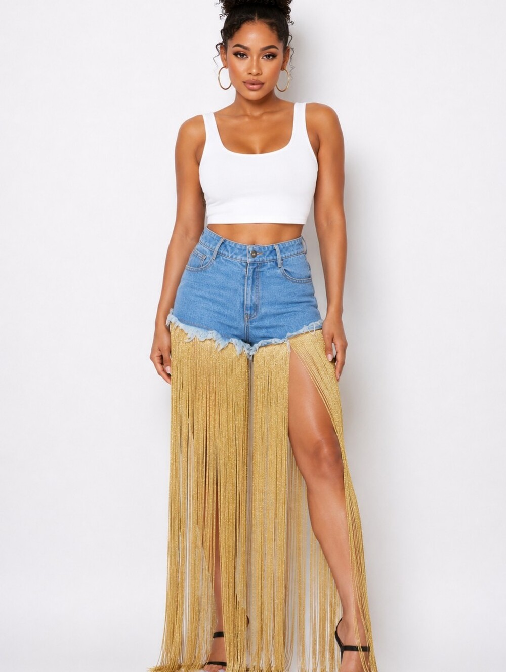 Fringe Denim Short